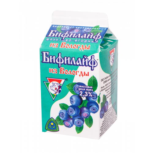 Биопродукт кисломолочный "Бифилайф" фруктово-ягодный "Черника" 470г